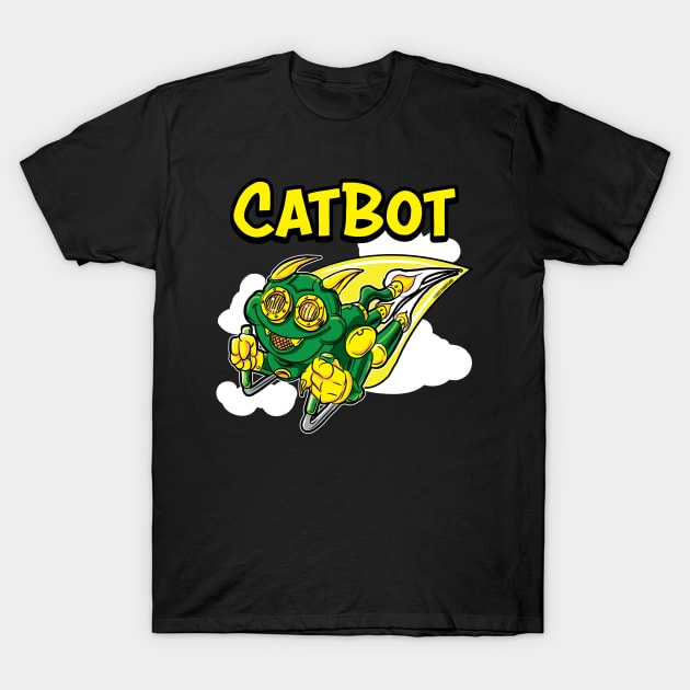 Cat Bot rocketing through the sky T-Shirt by eShirtLabs